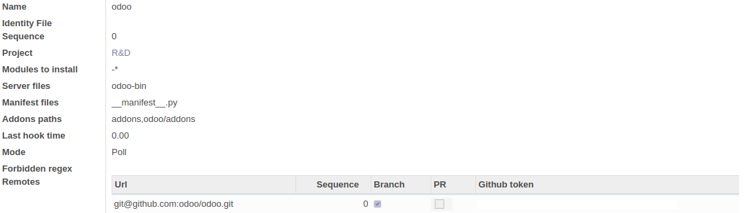 Odoo repo configuration